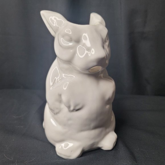 White Ceramic Figural Rabbit Pitcher Mold Number 368 9" Vtg Marsh Industries - Picture 1 of 7